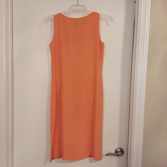 J. Michael's tangerine dress with flower pin - Picture 3 of 4
